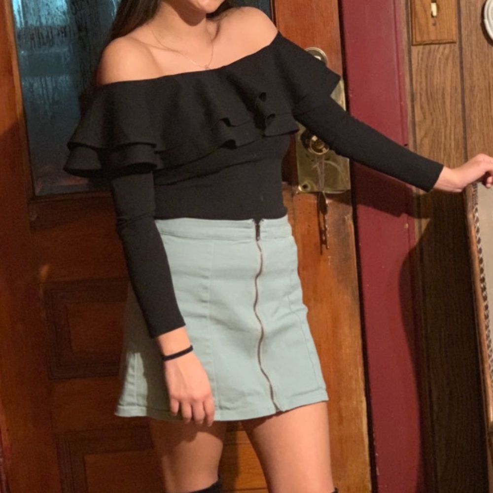 Green zip up skirt